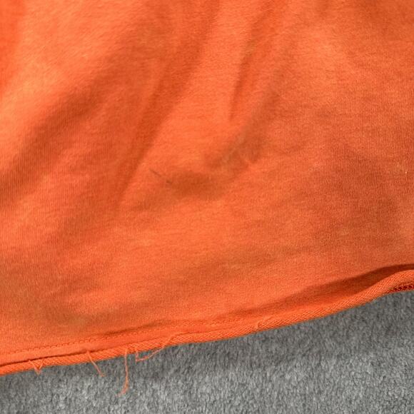 BaeVely V-Neck Mini Dress Size Small Orange Gathered Waist Long Sleeve Distresse - Picture 11 of 11